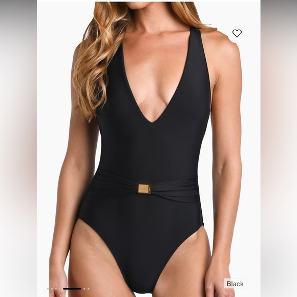 L'AGENCE Solids Lisa Plunge One-Piece Swimsuit in black Medium - Picture 1 of 11